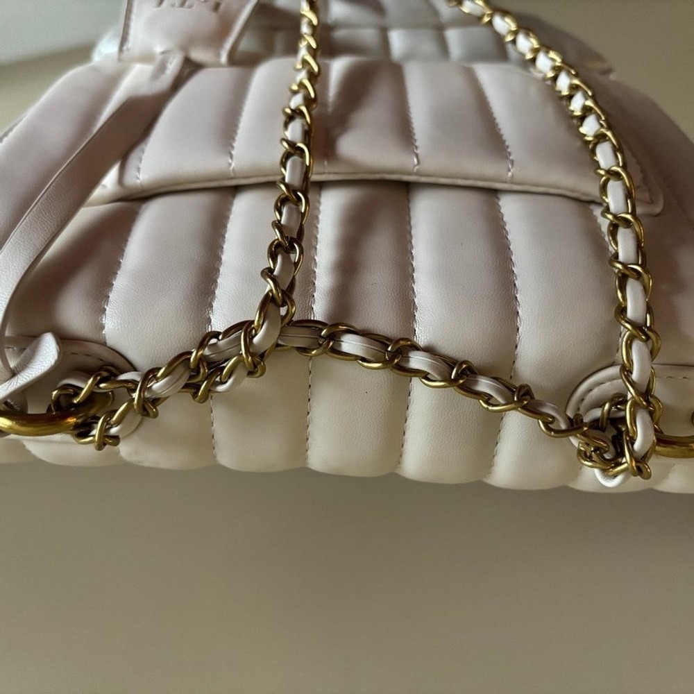 L.T.L‎ London Quilted Crossbody Bag Cream Gold Chain Shoulder Bag - Picture 4 of 12